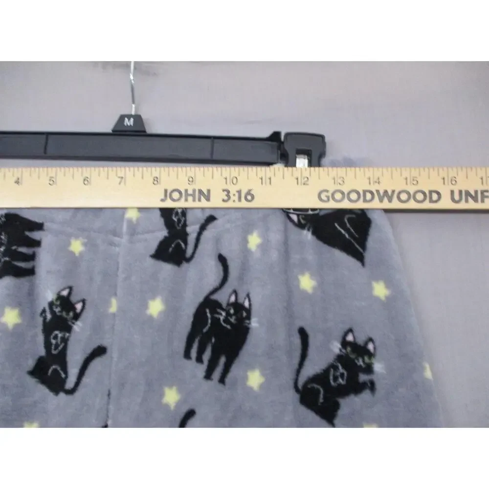 Weekend Edition NWT Gray Cat Print Cozy Elastic Cuff‎ Pajama Pants Unisex Size M